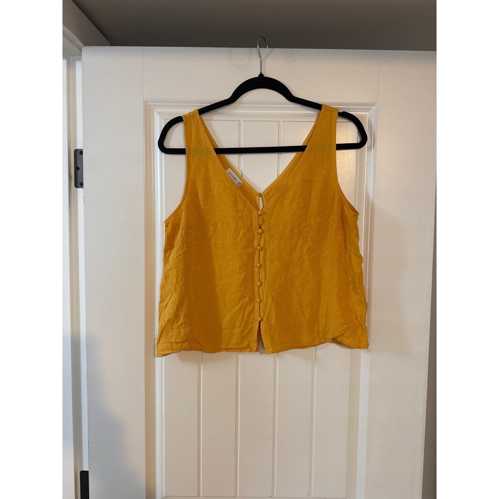 Yellow Button-Front Sleeveless Top
